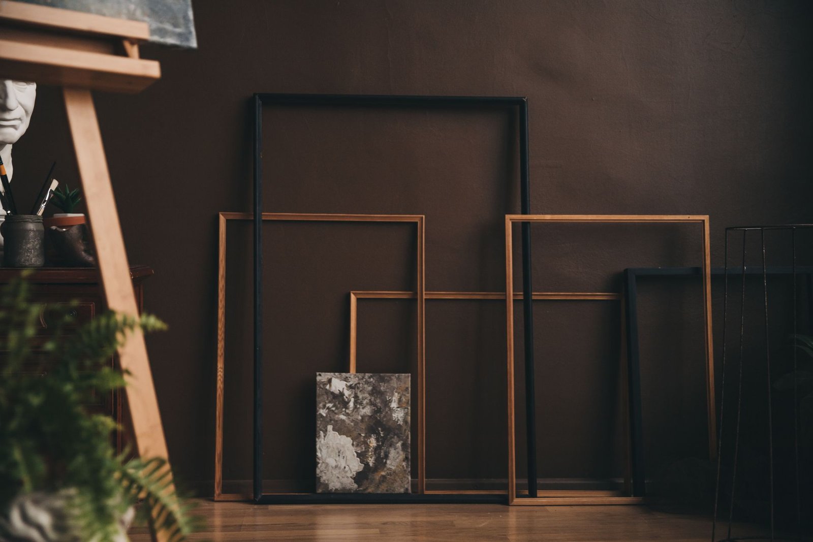 Stretched canvas frames in a studio