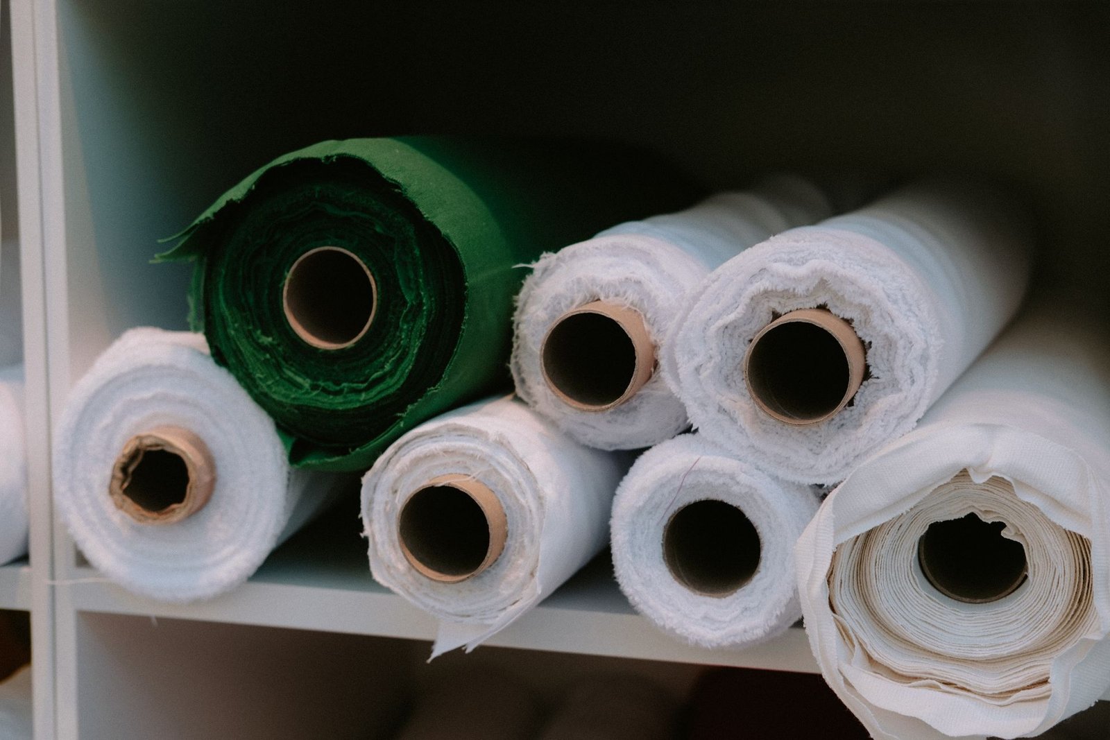 Rolled cotton duck fabric awaiting cutting