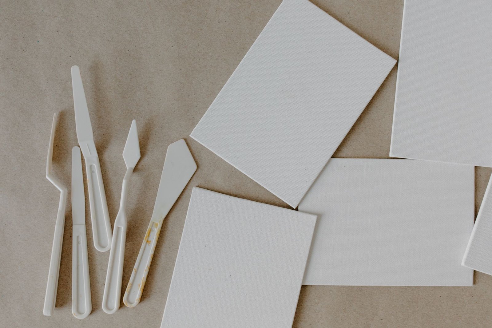 Close up of a primed canvas board surface
